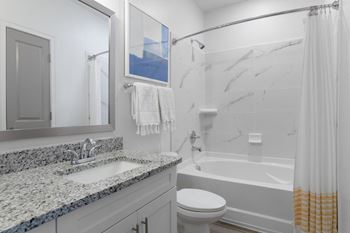 Soaking tub in select apartments